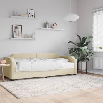Sofá cama con colchón de tela crema 90x200 cm