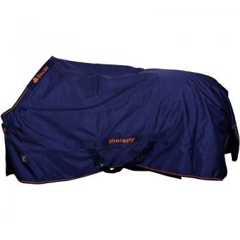 Manta Antimoscas Impermeable con Cuello Desmontable Bucas Buzz-Off Rain y Manta Terapéutica Bucas Turnout 150g Marine/Naranja y Navy/Naranja
