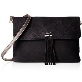 MTNG Collection Bolsa Bandolera, Color Fante Negro / Antelina Negro