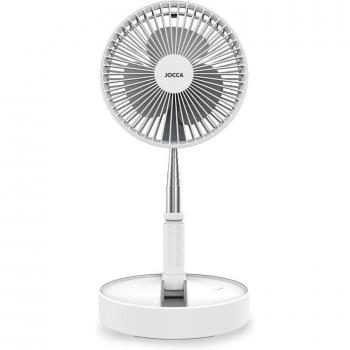 Ventilador Jocca inalámbrico portátil y plegable con 3 niveles de velocidad, 4 modos de viento (suave, fresco, fuerte y natural), mando a distancia, temporizador de hasta 4 horas y batería recargable