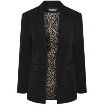 Blazer de mujer Pieces Bozzy negro con bolsillos y corte regular