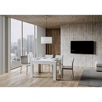 Mesa extensible Bibi 90x120/180 cm en blanco fresno, contemporánea para 8 personas