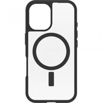 Funda OtterBox React MagSafe para iPhone 16 - Transparente/Negra, Resistente a Golpes