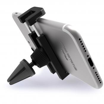 Soporte Movil Coche - iVoler® Ventilación Universal 360 grados Rotación Soporte Teléfono Coche para Rejillas del Aire de Coche para iPhone 7/7 Plus, 6S/6s Plus/5S/5C/SE, Samsung Galaxy S7 Edge/S6 Edge, Huawei P9, GPS, MP3 Player y más - Gris/Negro