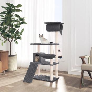 Árbol para Gatos con Arañazos Sisal Gris Oscuro 131 cm