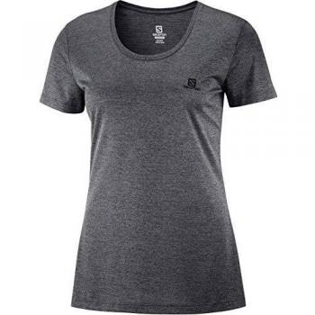 SALOMON Agile SS Camiseta De Manga Corta, Mujer, Ebony/Black/Heather, XS