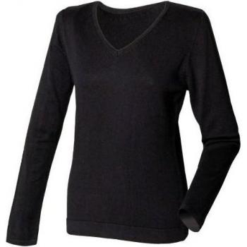 Jersey de mujer Henbury HB721, calibre 12, punto fino, cuello en V