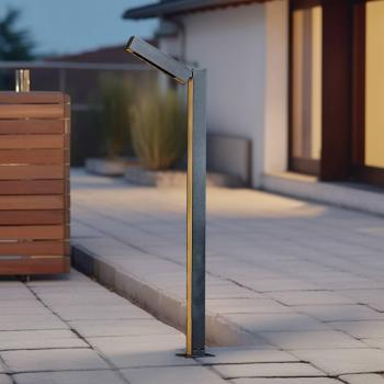 Bolardo luminoso LED Lucande Taskalin 1 luz 90cm, moderno, negro, hecho de aluminio, ideal para iluminación de senderos y baliza