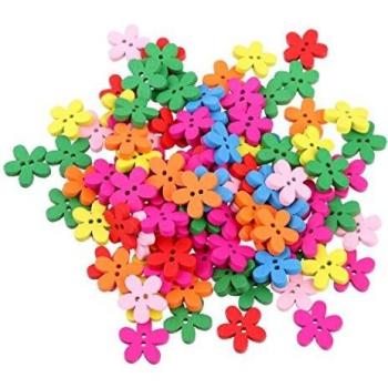 100pcs Botones De Colores De Madera De La Flor Para Coser álbum De Recortes De 15mm Arte DIY