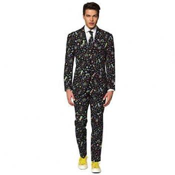 OppoSuits Trajes de fiesta para hombre Crazy Dude - Viene con chaqueta, pantalones y corbata en diseños divertidos, 42