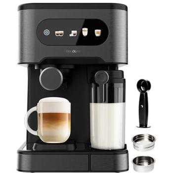Cafetera Semiautomática Cecotec Power Espresso 20 ColdBrew Latte 1350W, 20 Bares, Frío/Templado/Caliente, Pantalla Táctil, Depósito de Agua 1.5