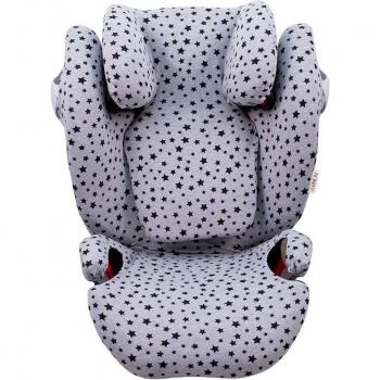 Funda para silla de coche Cybex Solution M-S-Fix Jyoko Black Star, compatible con modelo Cybex Solution M-S-Fix, color negro con estrellas