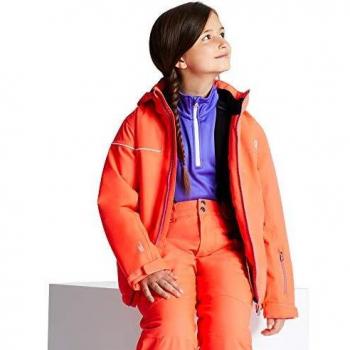 Dare2b Entail Waterproof & Breathable High Loft Insulated Foldaway Hooded Ski & Snowboard Jacket with Snowskirt Jackets Waterproof, Unisex niños, Admiral Blue/Citron Lime, 14 Yr