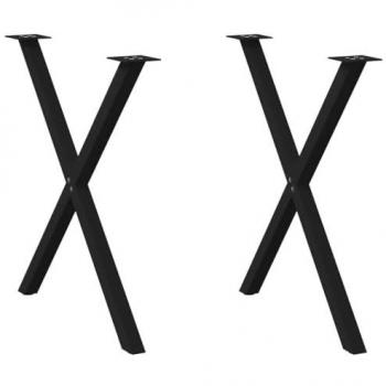 X-Shaped Dining Table Legs - 2 pcs Black Steel 80x(72-73) cm