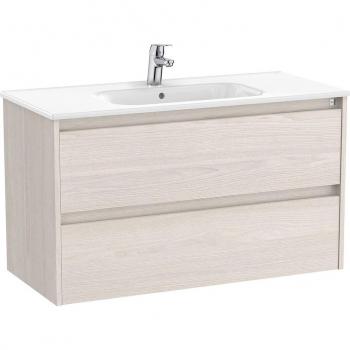 Mueble de baño con 2 cajones Tenet Roca, Pack Unik mueble de 2 cajones + lavabo TENET - ROCA, Color: Fresno nórdico, Medidas: 985 x 460 x 565