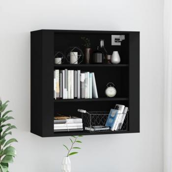 Armario de pared madera contrachapada 80x33x80 cm, mueble de almacenaje de salón, buffet para salón, armario auxiliar, armario de almacenamiento en color negro