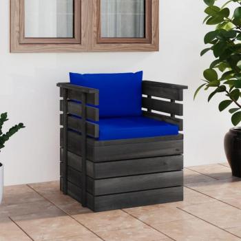 Sillón de jardín con cojines de madera de pino