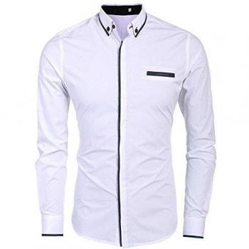 ZEARO Camisa Formal de Hombres de manga larga para Trabajo o Entrevista