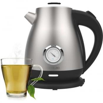 Hervidor de Agua Cecotec Thermosense 620 Retro Steel 1,7L - 2200W, Filtro Antical, Base 360°, Termómetro Analógico, Acero Inoxidable 18/10