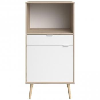 Aparador de cocina bajo OLGA blanco y roble con 1 puerta y 1 cajón, medidas 120,3 x 60 x 43.4 cm