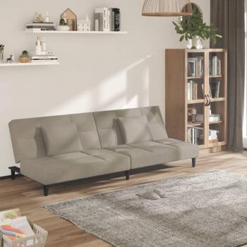 Sofá cama de 2 asientos con 2 cojines en terciopelo gris claro Vidaxl
