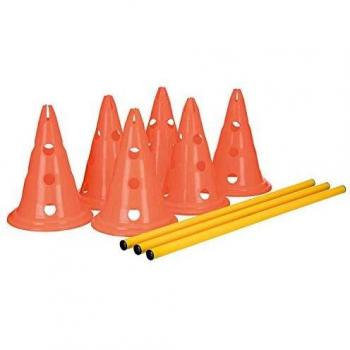 Trixie Dog Activity Agility Hurdle Set, 6 Cones with 3 Poles, ø23×30cm & 78cm, Orange-Yellow - 1 Set