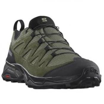 Salomon - Zapatillas de montaña de hombre X Ward Leather GTX, características: impermeables gracias a la tecnología Gore-Tex, diseño en color verde/negro, fabricadas en cuero, suela antideslizante ideal para trekking y