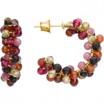 Pendientes de cristal multicolor acabados en oro amarillo de 18K - Luxenter Africa Rariki
