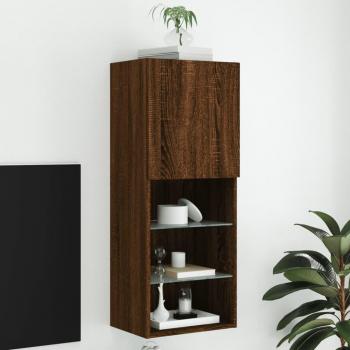 Mueble para TV con luces LED, 40,5x30x102 cm, color roble marrón, diseño moderno, ideal para salón