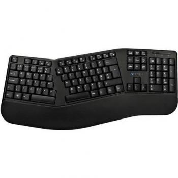 Combo de Teclado y Ratón Ergonómico Bluetooth V7 CKW500BTUK - Doble Modo 2.4GHz, Diseño UK