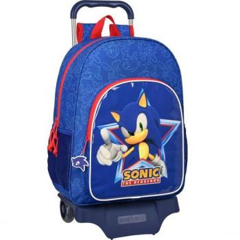 Safta Mochila Escolar con Carro 905 Sonic Let's Roll Modelo 180, Color Azul Marino