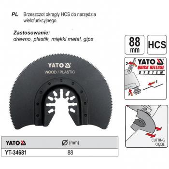 Hoja de sierra oscilante HCS 88mm para herramientas multifuncionales YT-34681