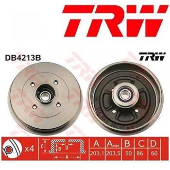 Tambor de freno TRW DB4213B con rodamiento, sin anillo ABS para Renault Laguna 1