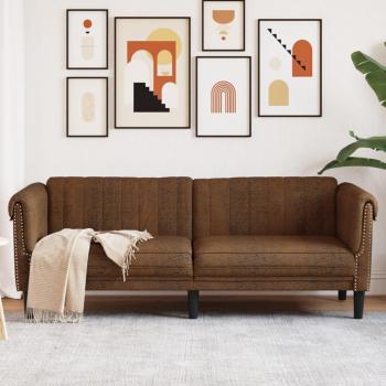 Sofá 3 Plazas Marrón en Suede Terciopelo