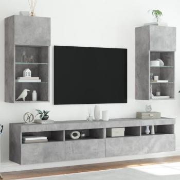 Muebles para TV con luces LED 2 uds Cemento Gris 40,5x30x90 cm