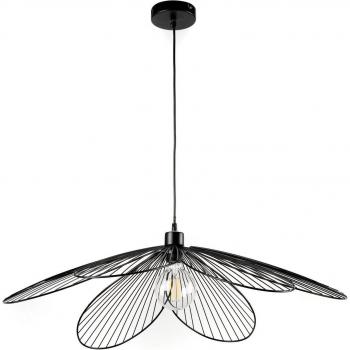 Colgante Lámpara Fiore de metal negro con forma de flor