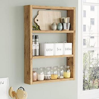 Estantería de pared para cocina Lappajärvi 3 niveles 60x43x9 cm efecto roble rústico