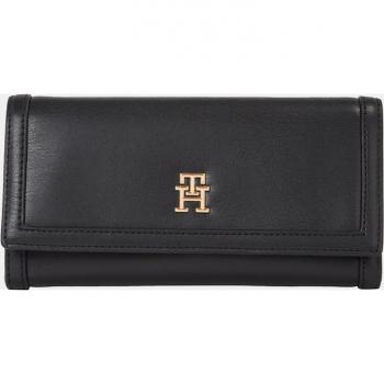 Tommy Hilfiger Th Compact Cartera Grande Con Solapa Negro