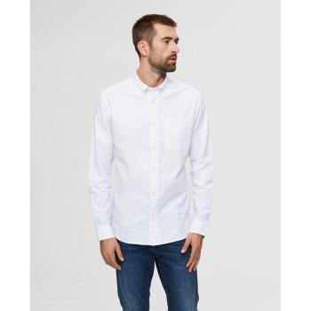 Camisa de hombre Oxford Selected Grick blanca regular fit con algodón orgánico