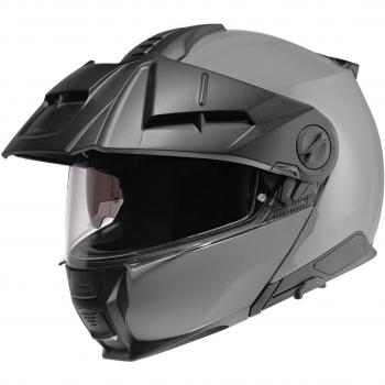 Schuberth E2 Casco Modular Gris y Negro con visera anti-rayaduras, sistema de ventilación avanzado, interior desmontable y lavable, homologación ECE 22.05, peso ligero y diseño aerodinámico