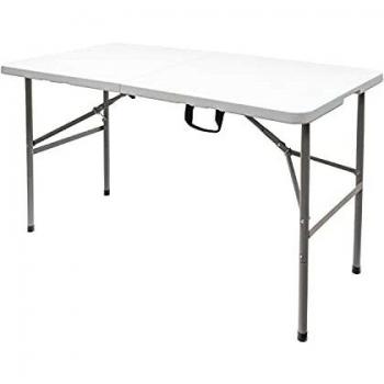 Mesa Plegable Rectangular Hdpe Multifuncional, Portatil, Resistente,multiusos 122x61x74 Cm. Color Blanco