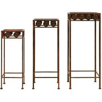 vidaXL Plant Stand Set 3 Pieces Vintage Style Metal Rusty