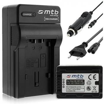 Batería + Cargador (Coche/Corriente) para VW-VBT190 / Panasonic HC-VX989. / HC-W570, W850, WX979. v. Lista! con Infochip
