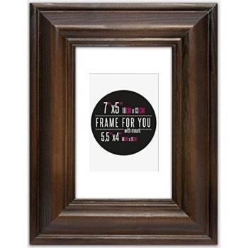 Feeby Frames Sofia Marco de Fotos de Madera Maciza 13x18 cm Marrón con Passepartout Blanco