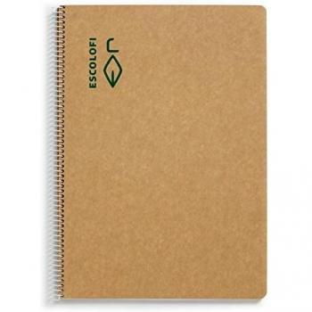 Escolofi 130045000 - Cuaderno con espiral de papel reciclado ecológico, A4