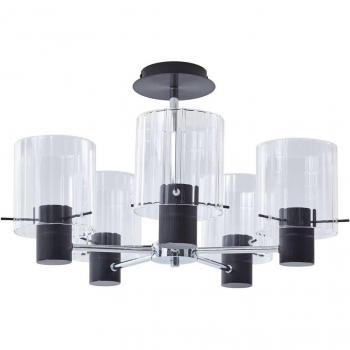 Plafón de techo Lucande Eirian, 5 luces, negro, cristal, E27
