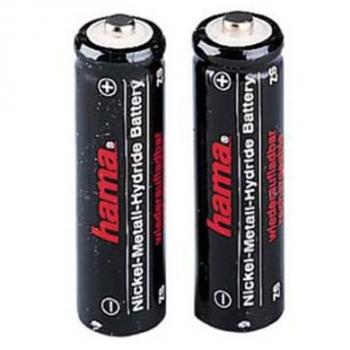 Hama NiMH Battery 2x AAA (Micro - HR03) 500 mAh - Batería/Pila recargable (Níquel-metal hidruro (NiMH), Negro)