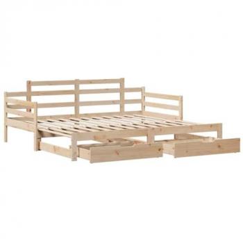 Sofá cama nido con cajones sin colchón 80x200 cm vidaXL, Madera Maciza de Pino, sofá Cama, Cama de Pijamas, sofá Cama con almacenaje, Cama de Invit