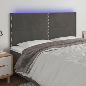 Cabecero LED gris oscuro de terciopelo 180x5x108/128 cm