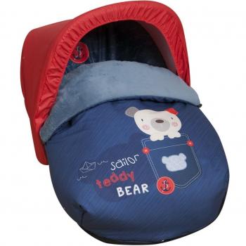 Babyline  - Saco universal de invierno  teddy bear para silla de auto/grupo 0 azul marino